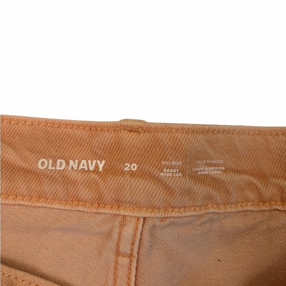 Old Navy Peach Mid Rise Baggy Wide Leg-Size 20-NWT-3Front Pockets-2Back Pockets - Picture 5 of 10